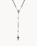 Collar rosario de 5 mm de plata de ley 925 bañada en rodio 02-8490