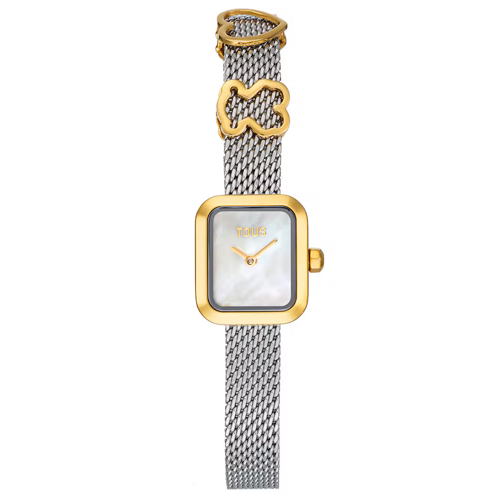 Reloj Tous analógico con brazalete de acero con motivo, acero dorado y esfera de nácar ICON TIME CHARMS
