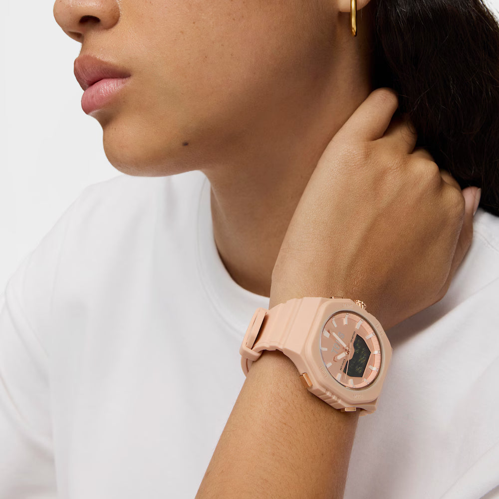 Reloj Tous analógico/digital de acero IPRG nude con brazalete de nylon rosa Bet