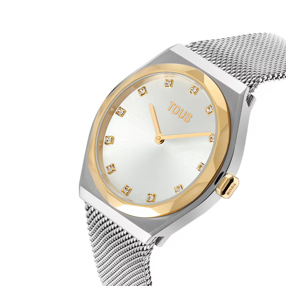 Reloj Tous analógico con brazalete de acero y acero dorado Karat Round Mesh