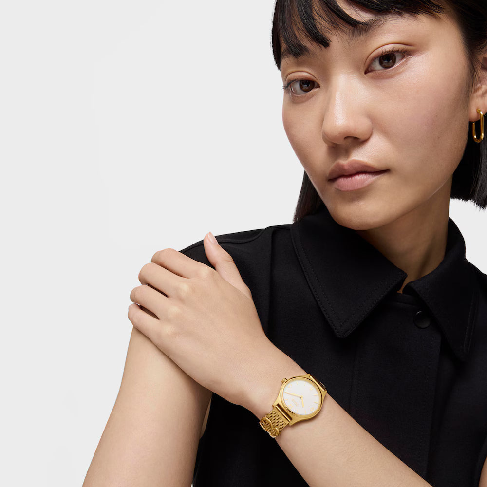 Reloj Tous analógico con brazalete de acero IPG dorado y esfera de nácar Epic Icon Mesh