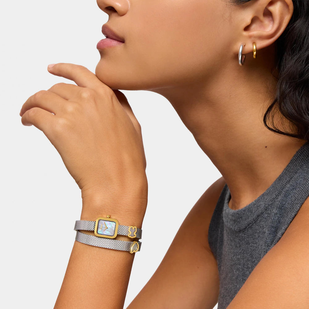 Reloj Tous analógico con brazalete de acero con motivo, acero dorado y esfera de nácar ICON TIME EMBRACED