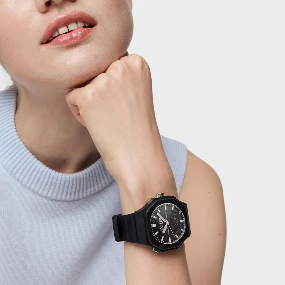 Reloj Tous analógico/digital de acero y brazalete de nylon negro Bet