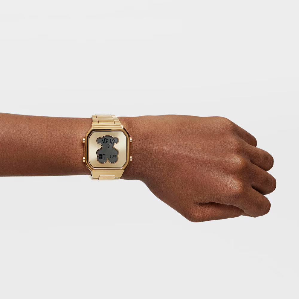 Reloj digital con brazalete de acero IPG dorado D-BEAR 3000134300