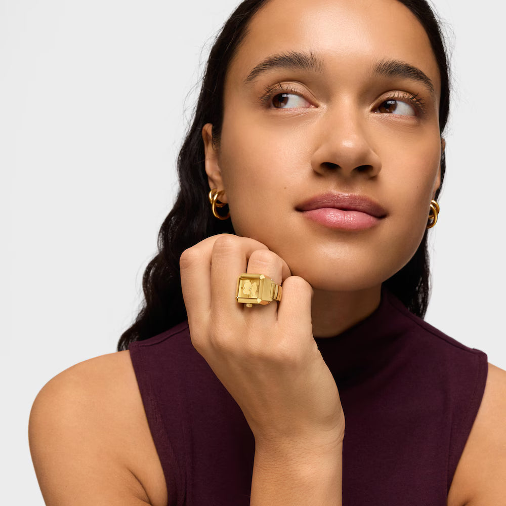 Anillo/Reloj analógico de acero dorado KARAT 3000151612