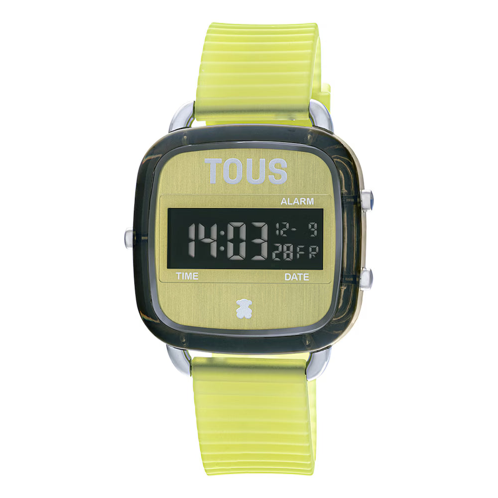 Reloj Tous digital de policarbonato con correa de silicona verde D-Logo Fresh