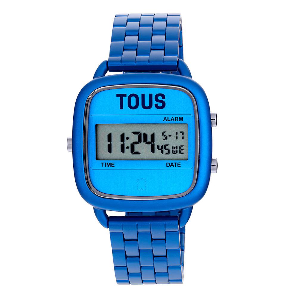 Reloj Tous digital con brazalete de aluminio en color azul D-Logo