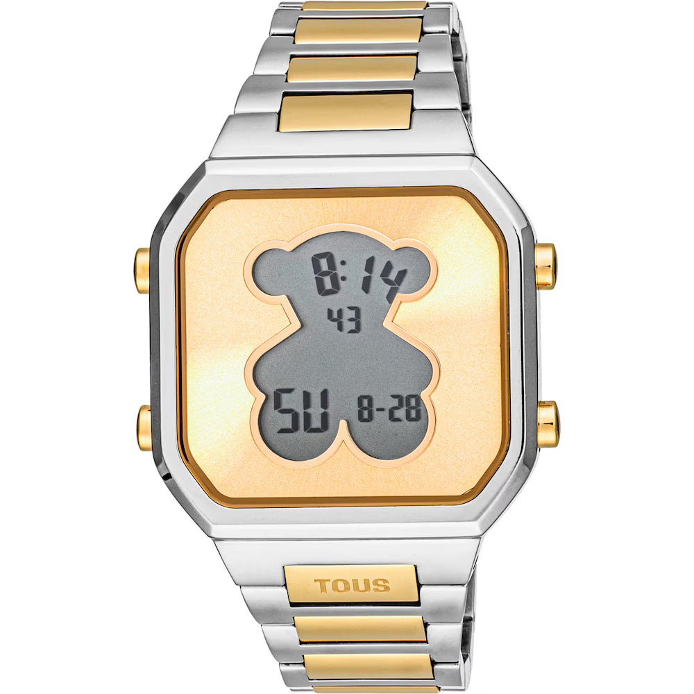 Reloj Tous digital con brazalete de acero SS y acero IPG dorado D-BEAR