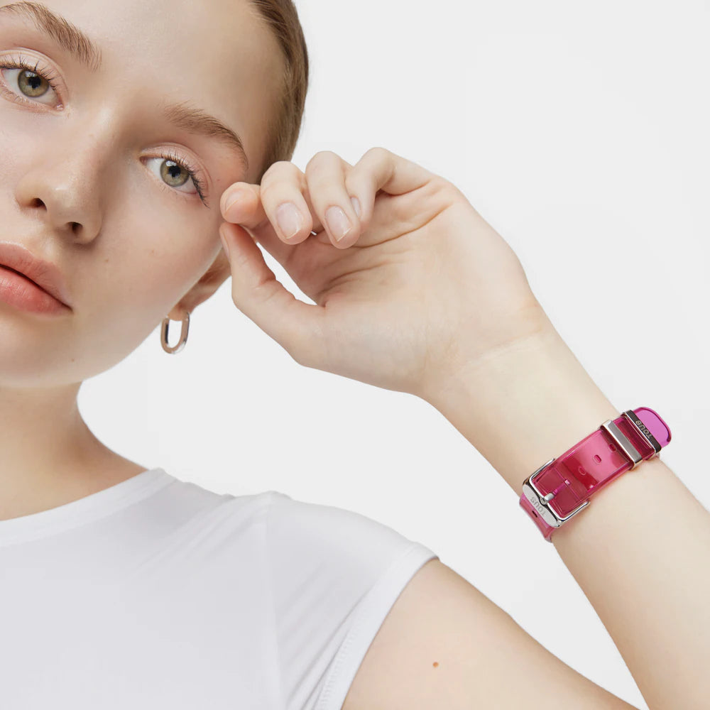 Reloj Tous digital de policarbonato fucsia y acero D-BEAR Fresh