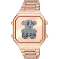 Reloj Tous digital con brazalete de acero IPG rosado D-BEAR