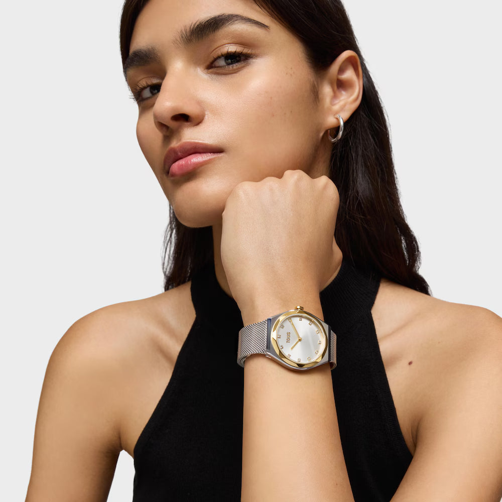 Reloj Tous analógico con brazalete de acero y acero dorado Karat Round Mesh