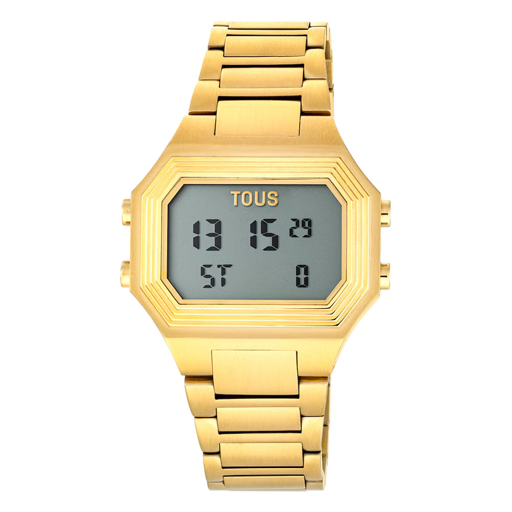 Bel-Air Tous Digital watch with gold colored IP steel strap