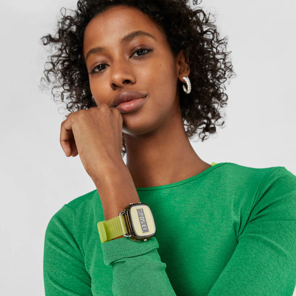 Reloj Tous digital de policarbonato con correa de silicona verde D-Logo Fresh