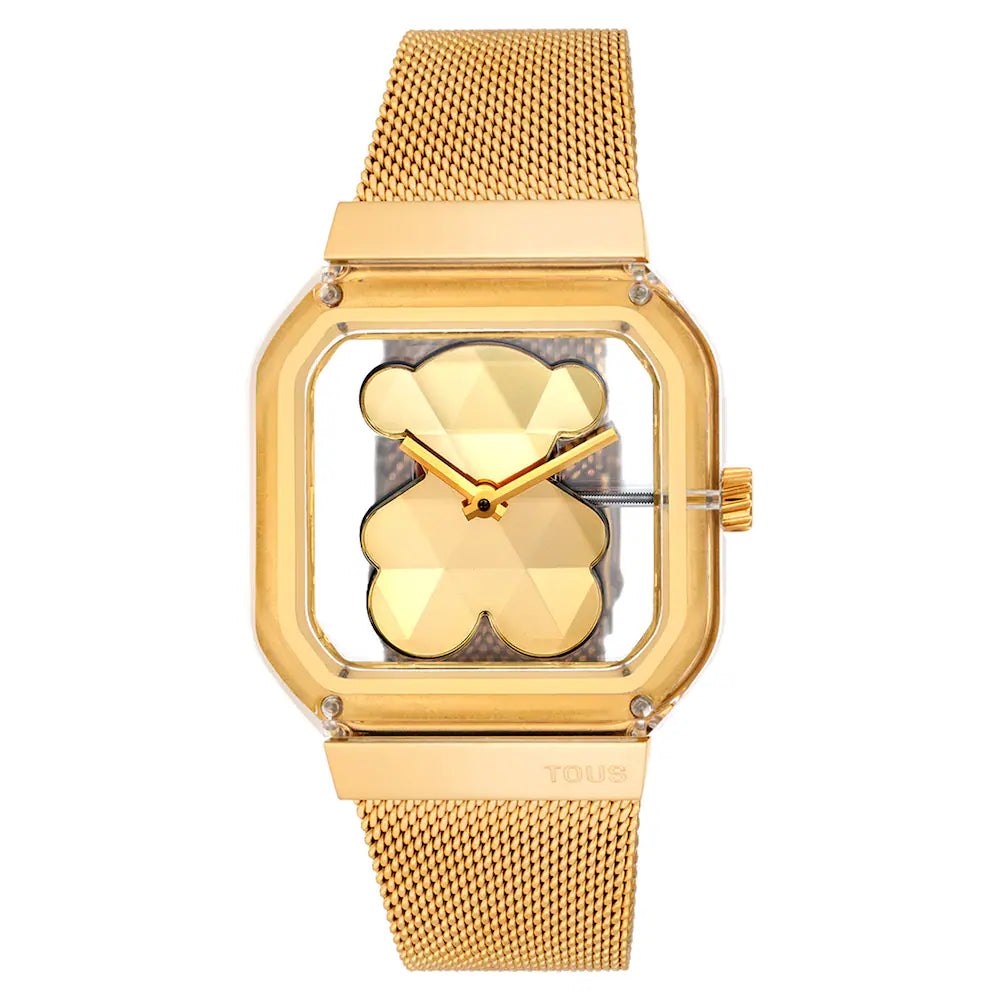 Reloj Tous analógico con brazalete de acero dorado D-Bear Party