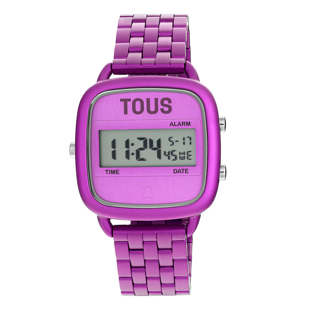 Reloj Tous digital con brazalete de aluminio en color lila D-Logo