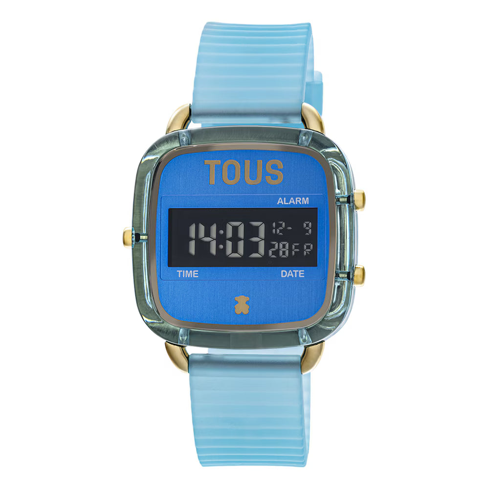 Reloj Tous digital de policarbonato con correa de silicona azul D-Logo Fresh