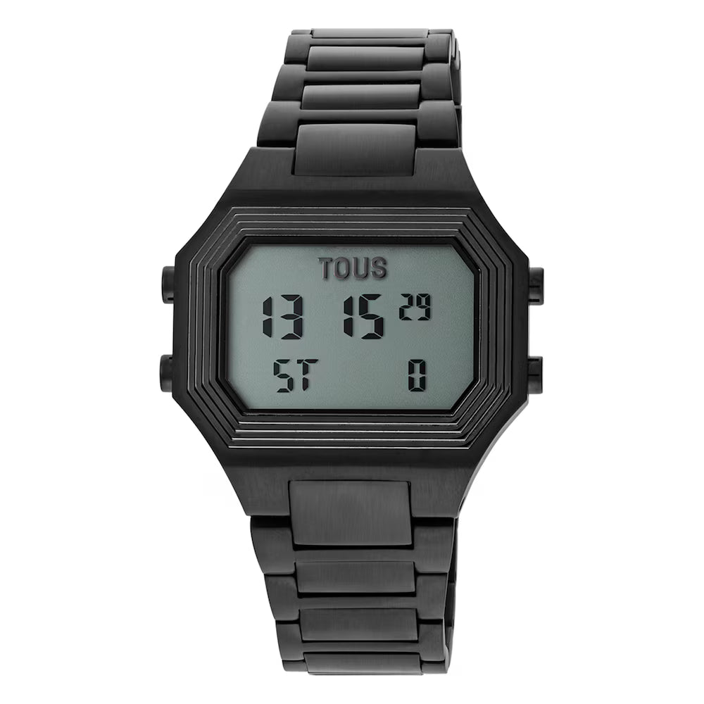 Reloj Tous digital con brazalete de acero IP negro Emerald