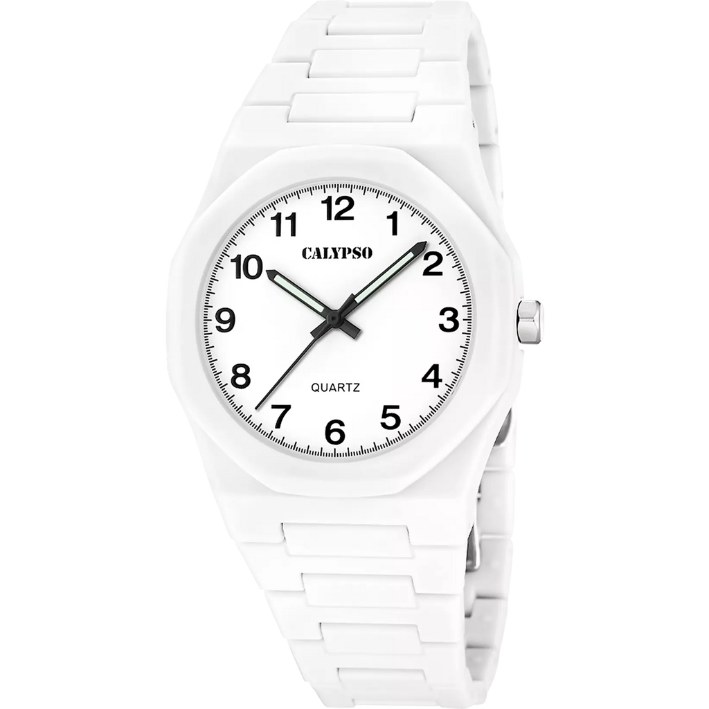 Reloj Calypso Street Style K6080/1 blanco correa de caucho, unisex