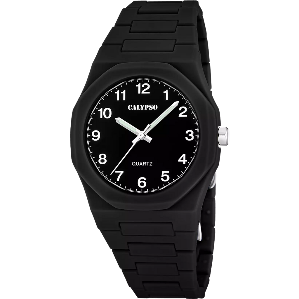 Reloj Calypso Street Style K6080/7 negro correa de caucho, unisex