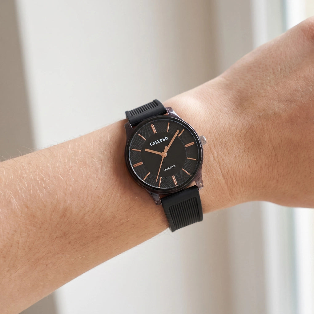 Reloj Calypso Trendy K6085/4 negro correa de caucho, mujer