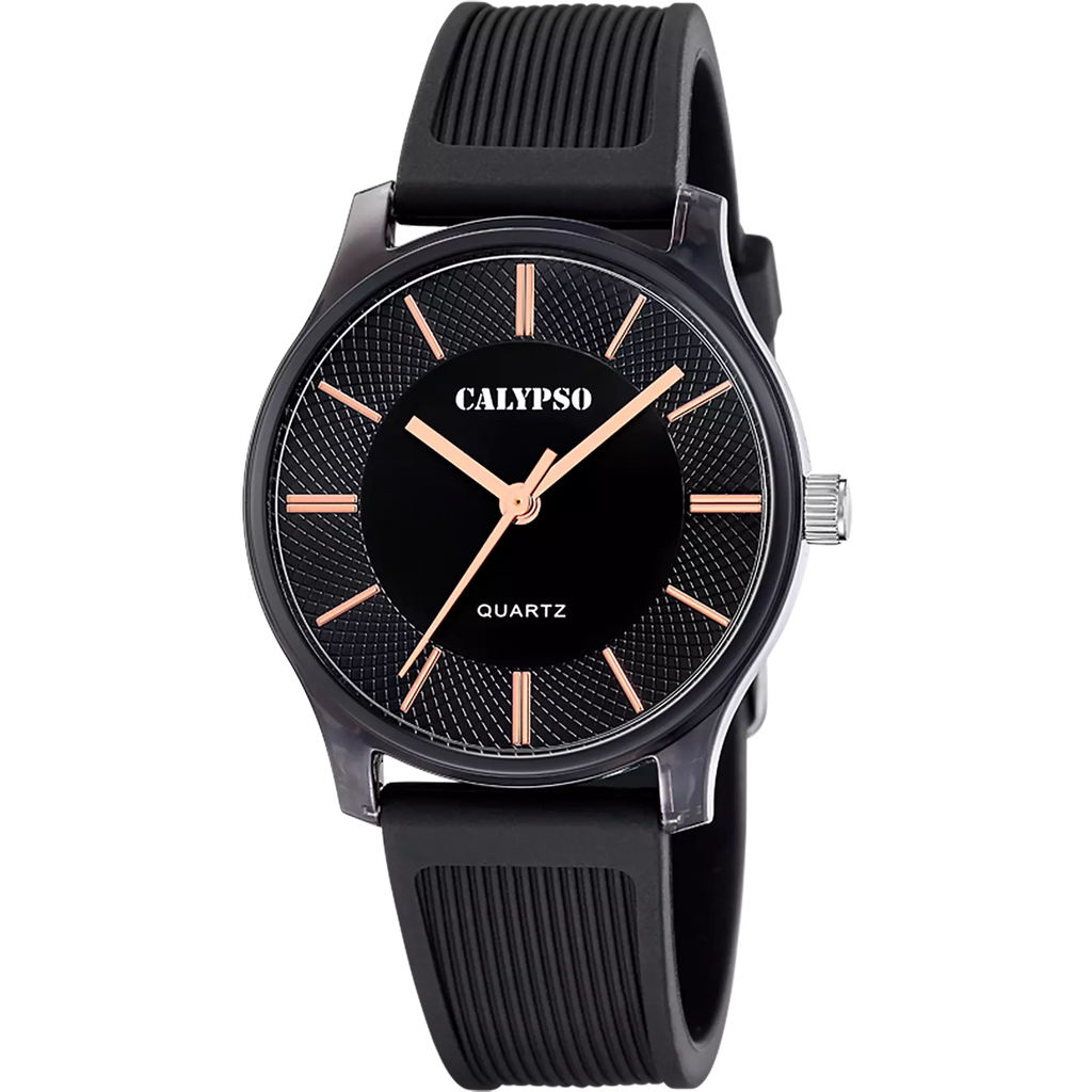 Reloj Calypso Trendy K6085/4 negro correa de caucho, mujer