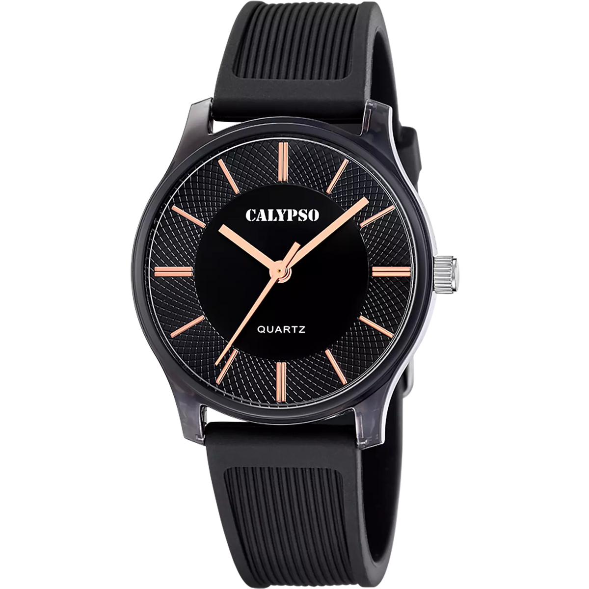 Reloj Calypso Trendy K6085/4 negro correa de caucho, mujer