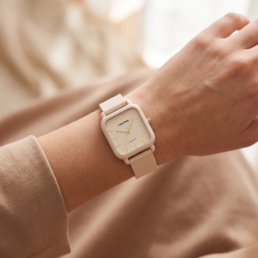 Reloj Calypso Trendy K6086/1 beige correa de silicona, mujer