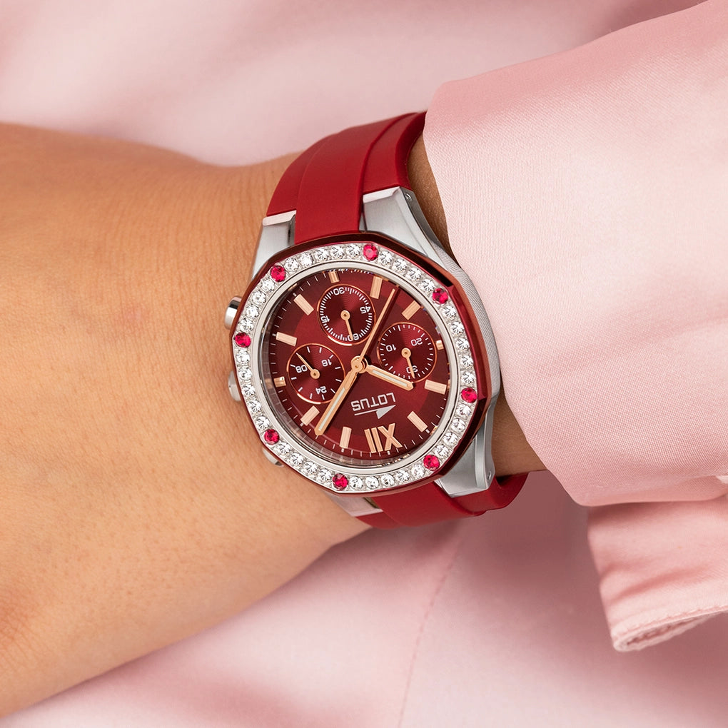 RELOJ LOTUS PARA MUJER CON CORREA DE CAUCHO BURDEOS 18875/3