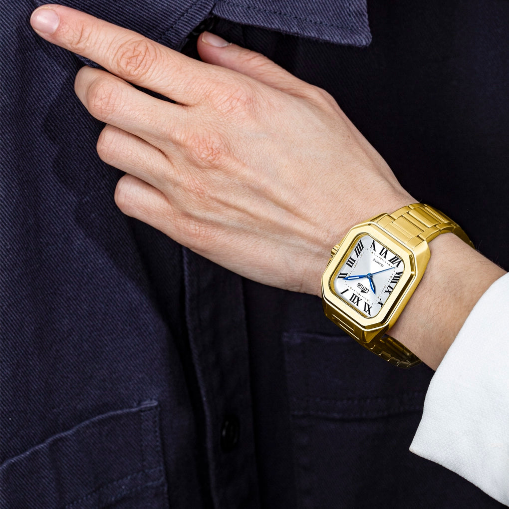 RELOJ DE MUJER SQUARE SERIES BLANCO CON CORREA DE ACERO CHAPADO 18970/1