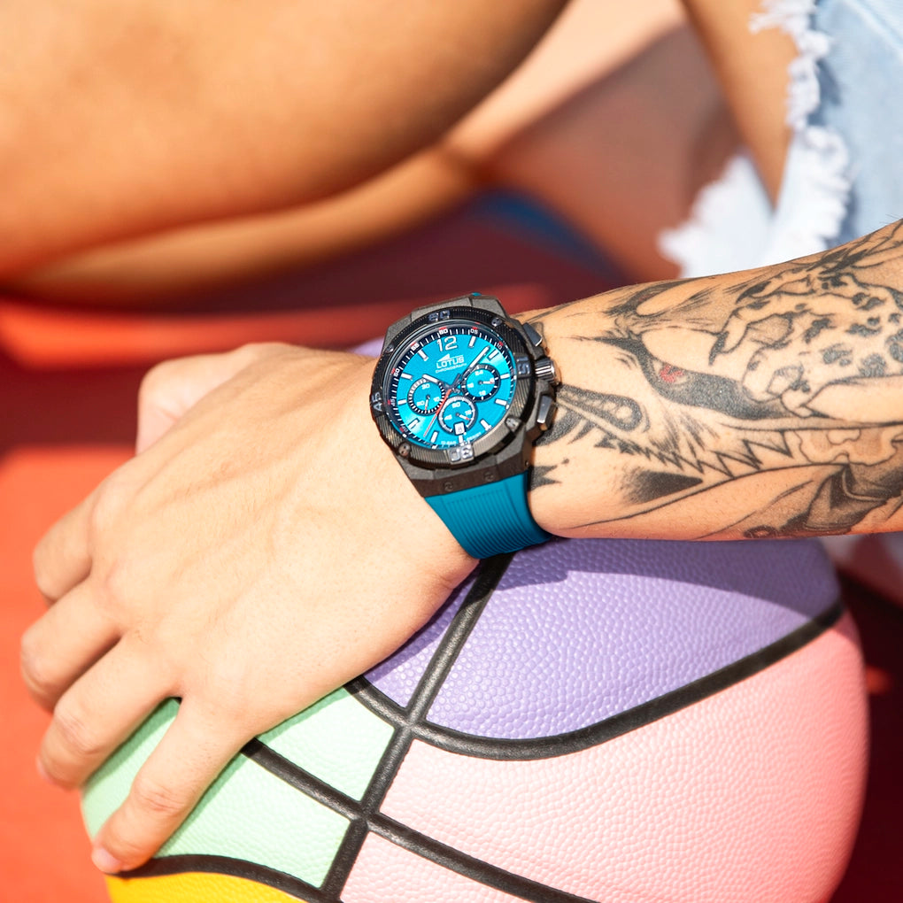 RELOJ LOTUS CHRONO 18975/6 AZUL CORREA DE CAUCHO, HOMBRE