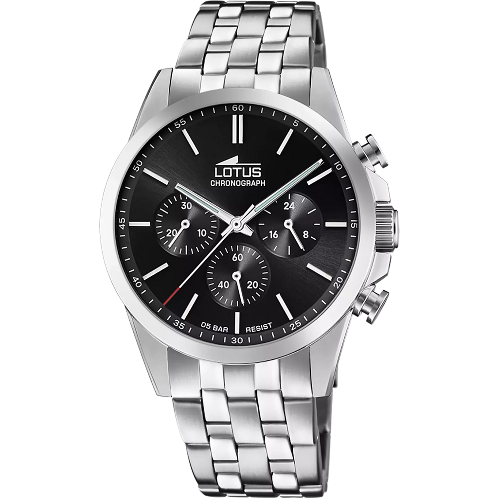 RELOJ LOTUS CHRONO 18989/4 NEGRO CORREA DE ACERO INOXIDABLE, HOMBRE