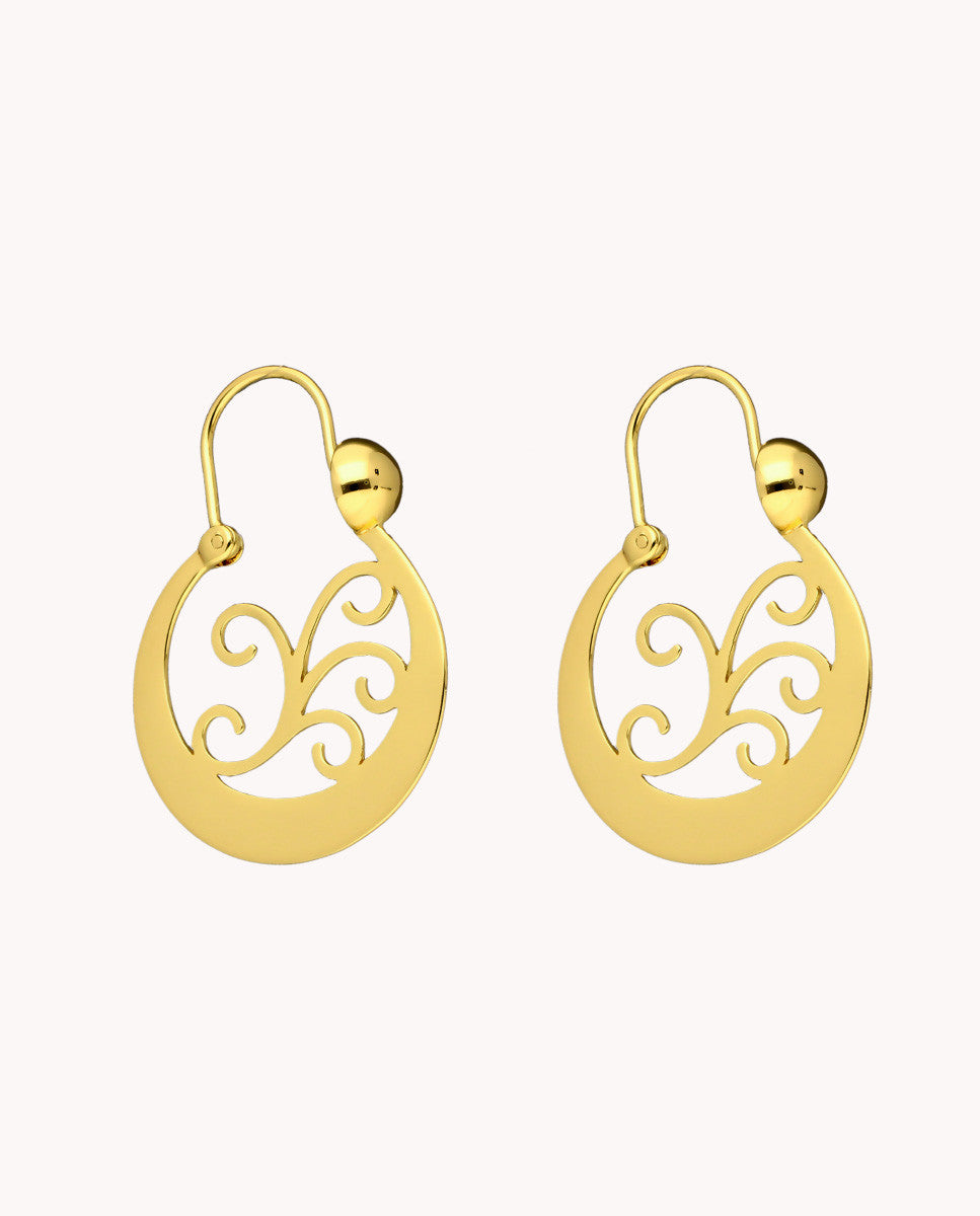 Pendientes aros canarios dara oro de plata de ley 925 bañada en oro - 58-3241