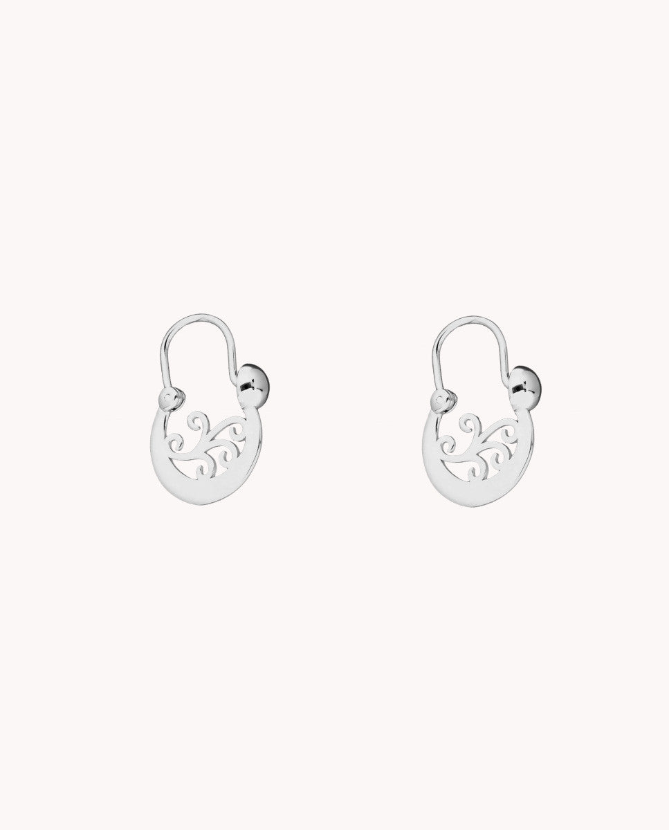 Pendientes aros canarios de plata de ley 925 bañada en rodio - 58-3255