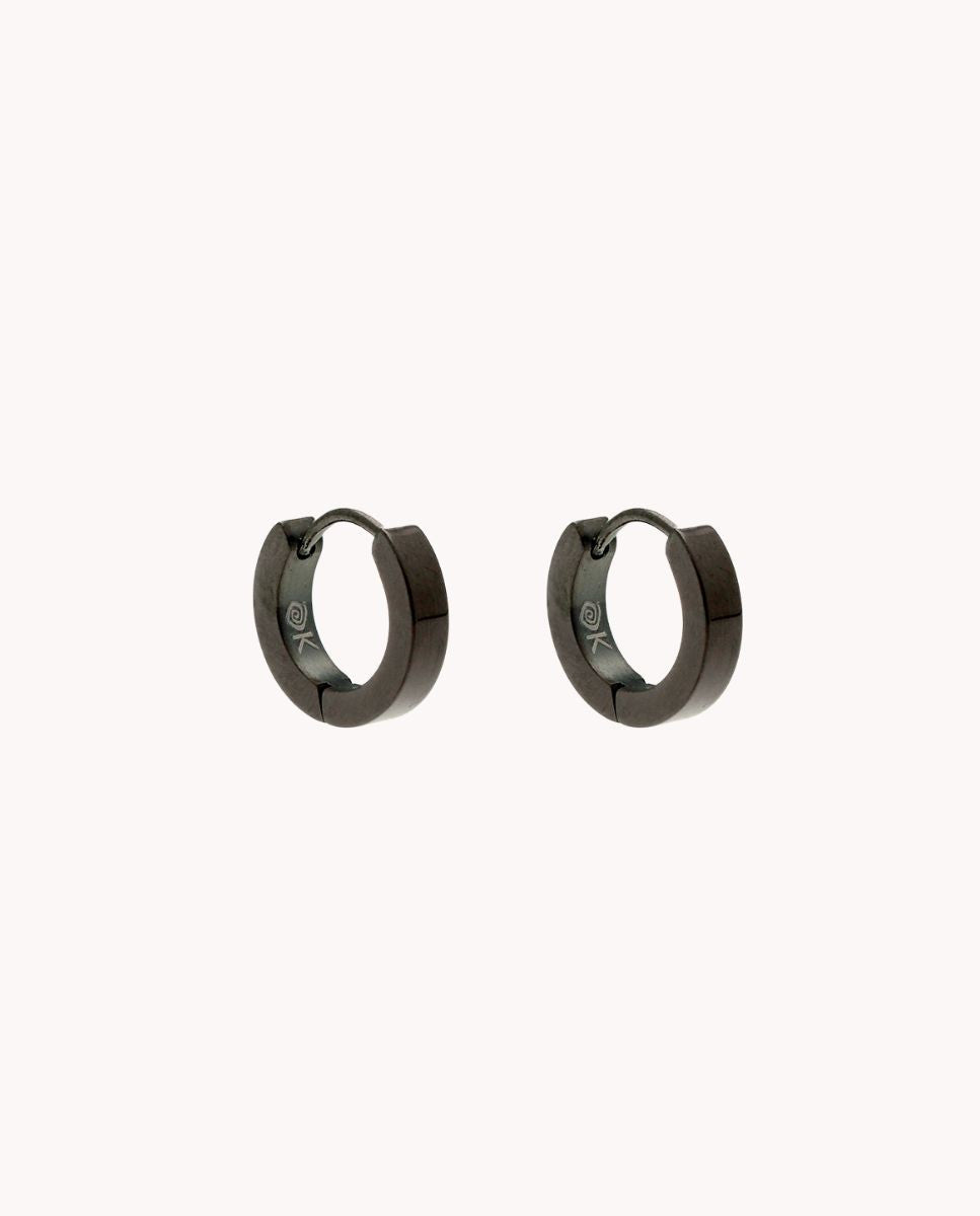 Pendientes de aro esencial dark 9mm de acero inoxidable ip negro. 18-3002