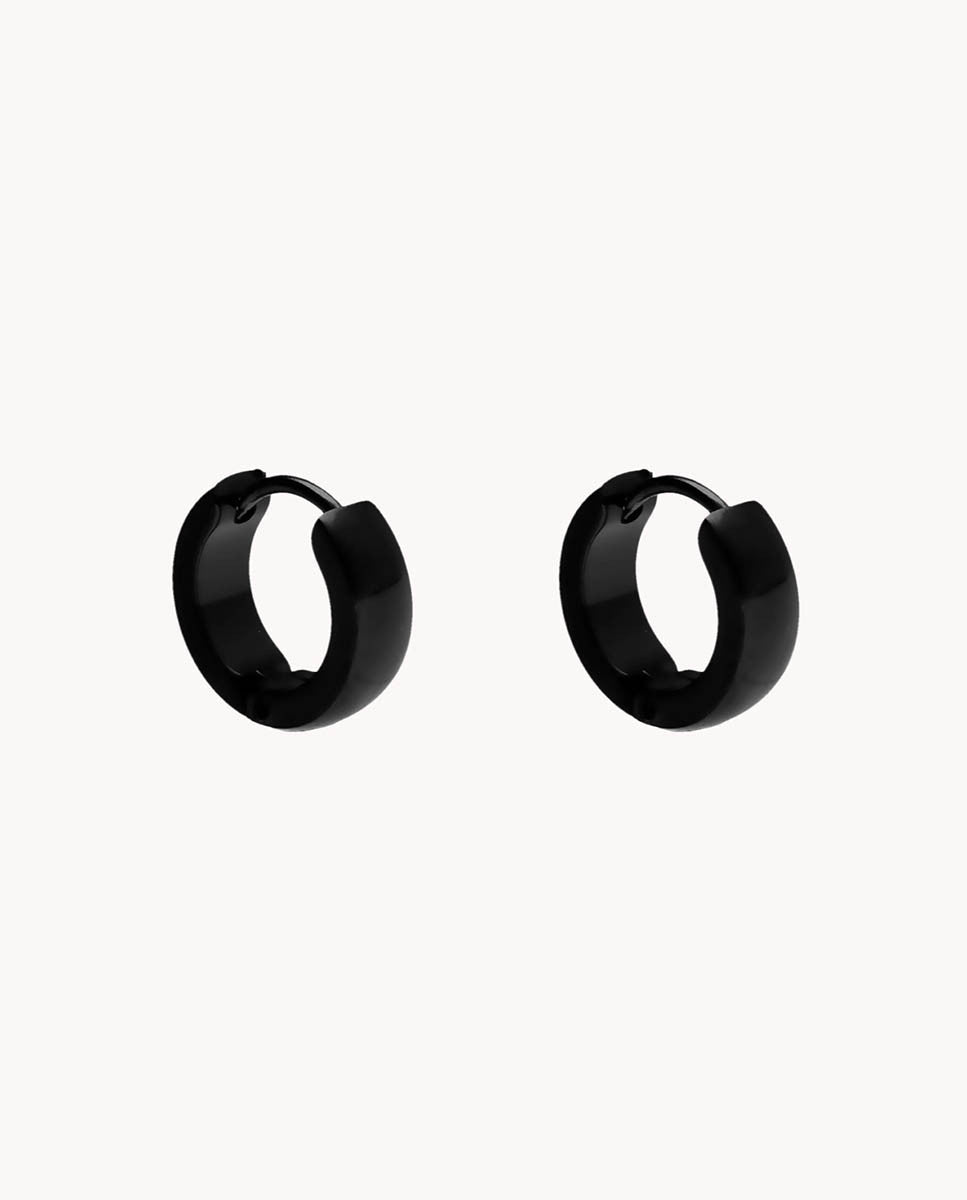 Pendientes de aro núcleo negro de acero inoxidable ip negro. 14-3244