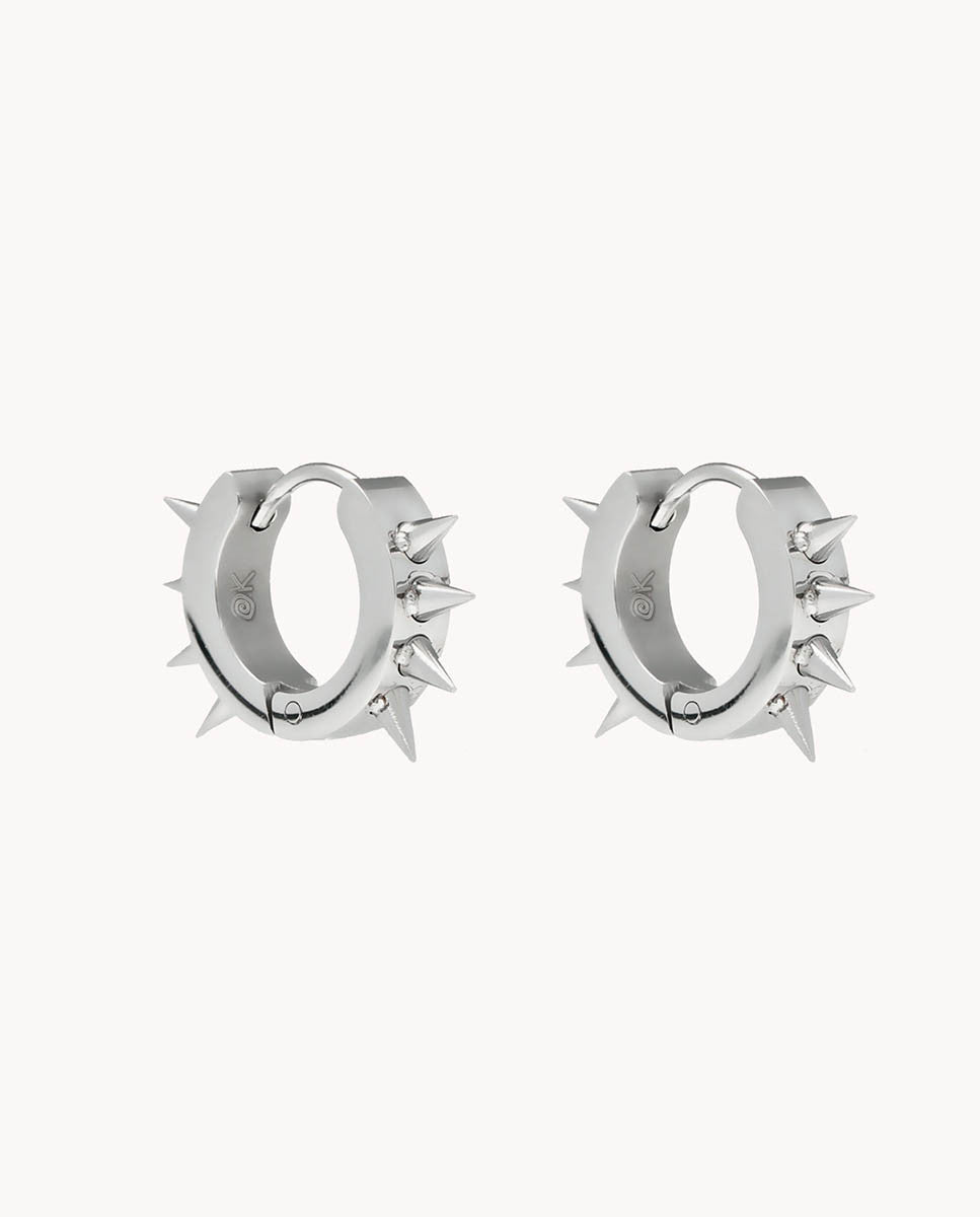 Pendientes de aro pinchos de acero inoxidable. 28-3039