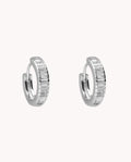 Pendientes de aro blanco brillante de plata de ley 925 bañada en rodio. 15-3454
