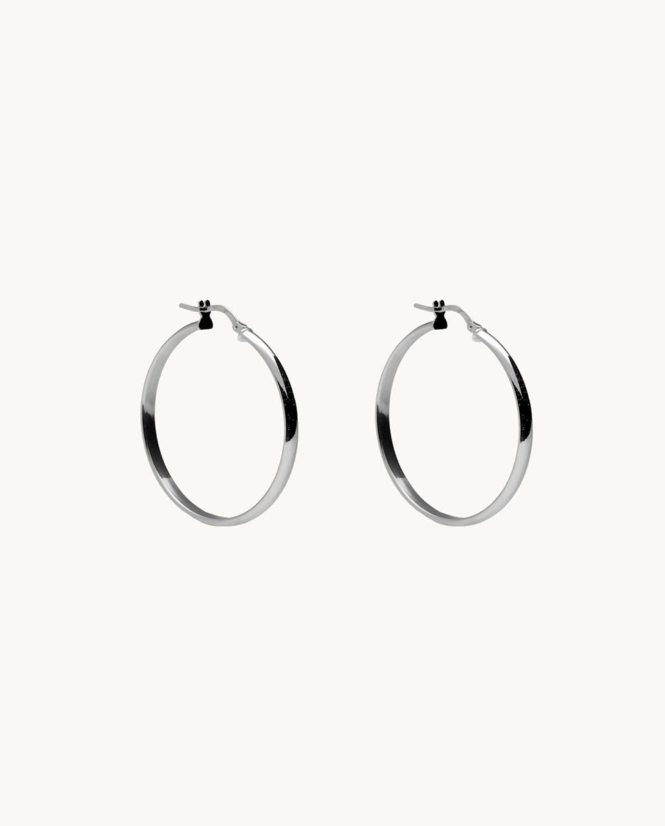 Pendientes de aro carla 10mm de plata de ley 925 bañada en rodio. 05-3408