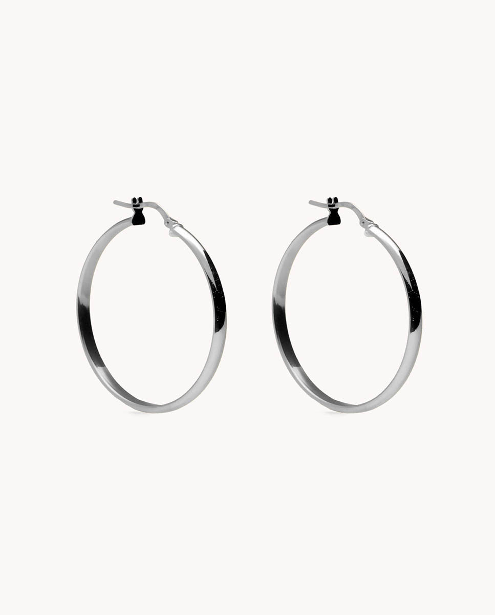 Pendientes de aro carla 15 mm de plata de ley 925 bañada en rodio   05-3402