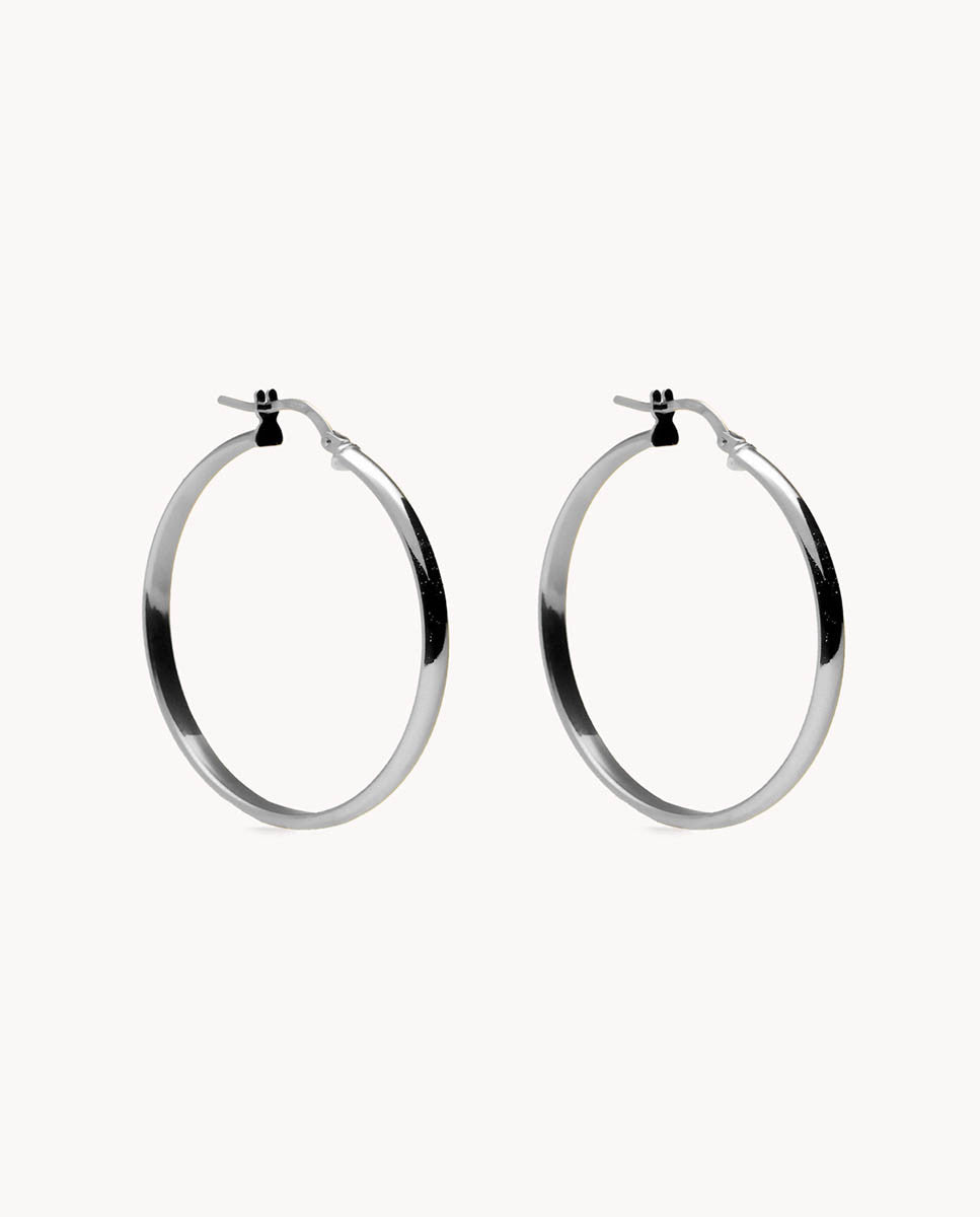 Pendientes de aro carla 20mm de plata de ley 925 bañada en rodio  05-3404