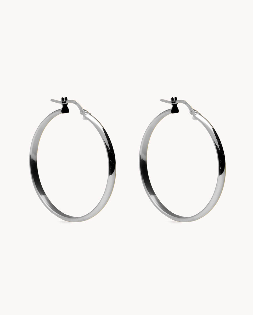 Pendientes de aro carla 30mm de plata de ley 925 bañada en rodio. 05-3392