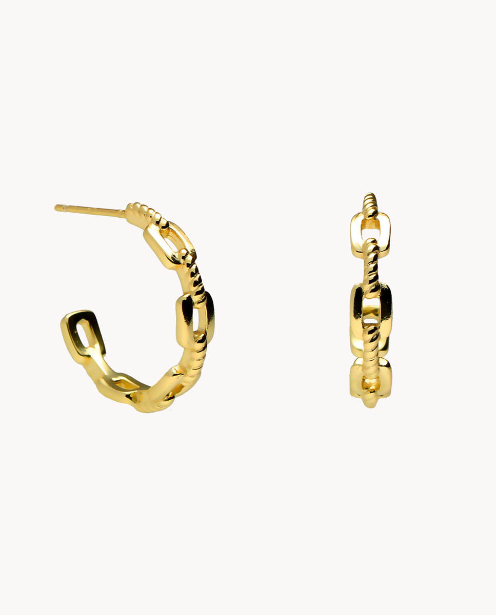 Pendientes de aro chain m oro de plata de ley 925 bañada en oro. 42-3228