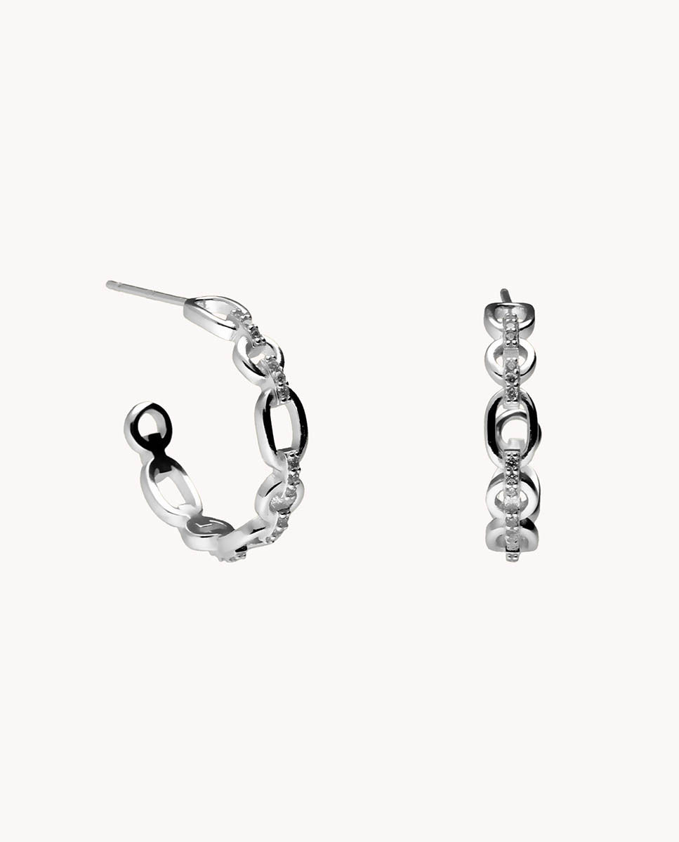Pendientes de aro chain s de plata de ley 925 bañada en rodio. 42-3225