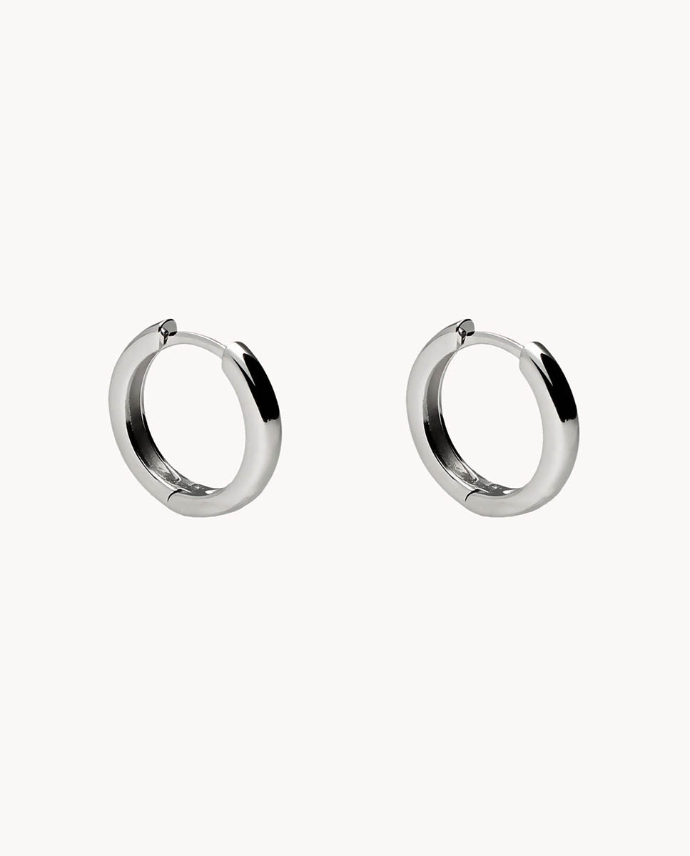 Pendientes de aro click tubo de plata de ley 925 bañada en rodio. 42-3246