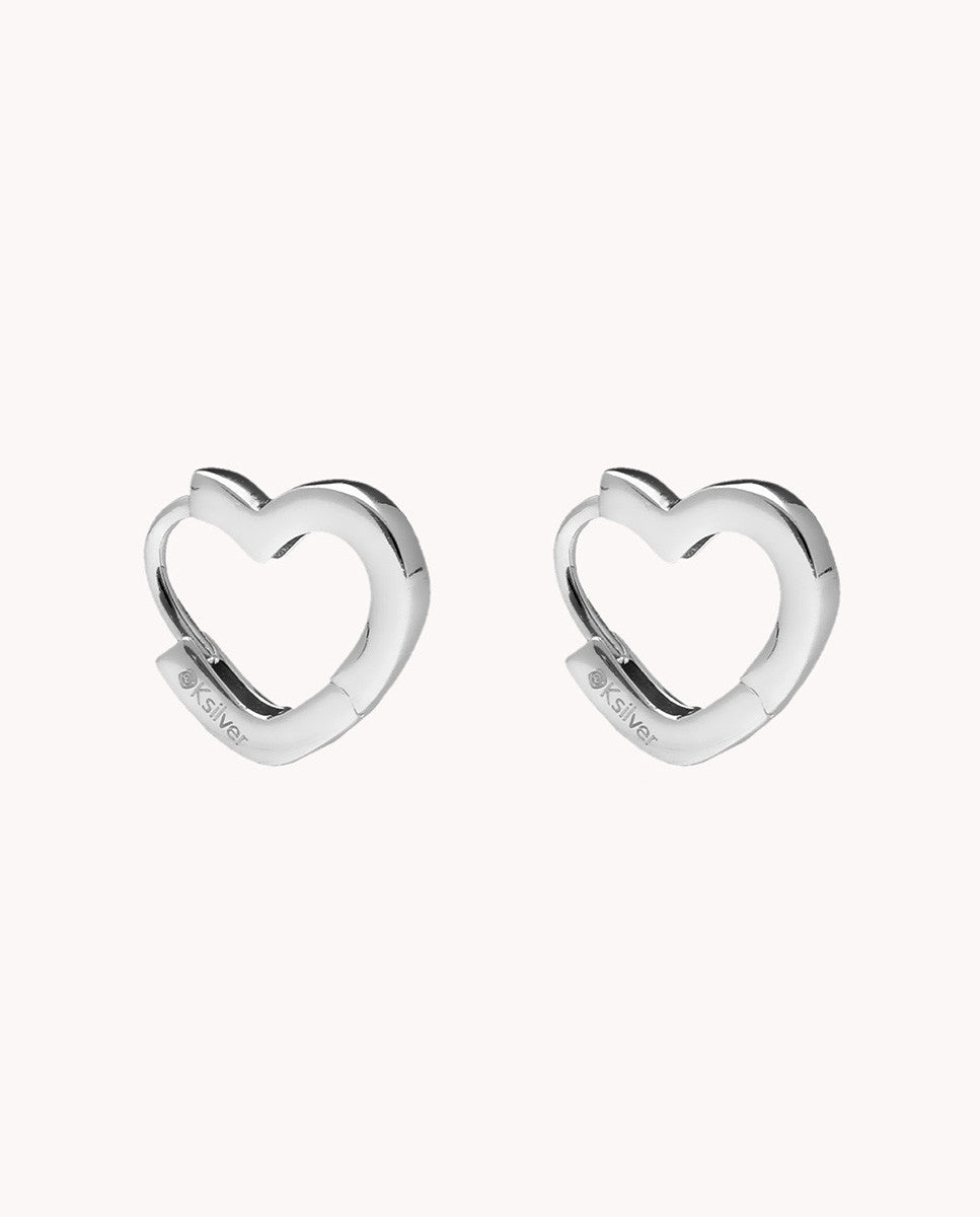 Pendientes de aro corazón mini amare de plata de ley 925 bañada en rodio. 74-3020