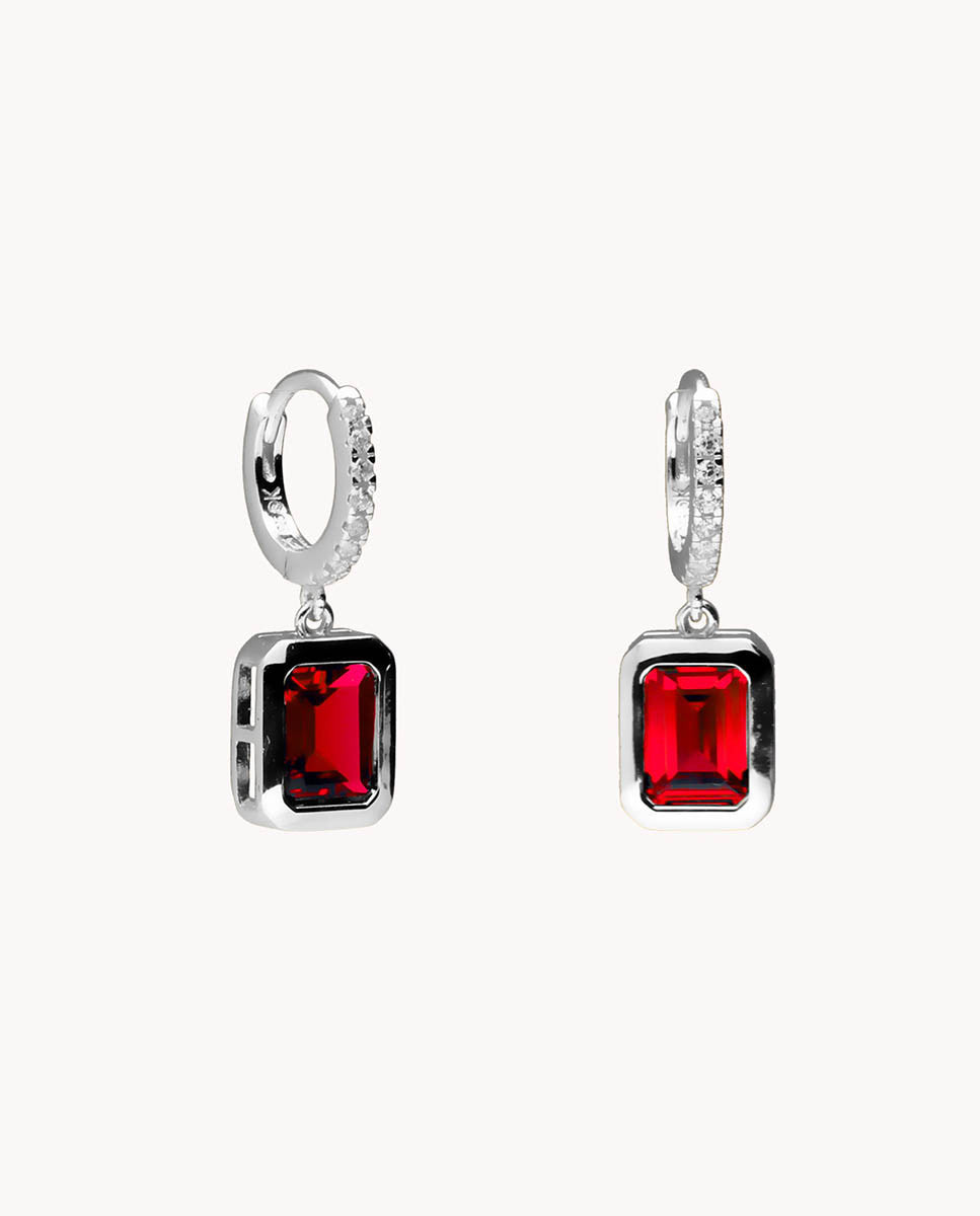 Pendientes de aro granate titanic de plata de ley 925 bañada en rodio. 42-3384