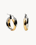 Pendientes de aro mezcla mini de plata de ley 925 bicolor.  13-3542
