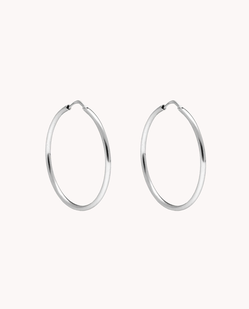 Pendientes de aro paula 30mm de plata de ley 925 bañada en rodio. 05-3177