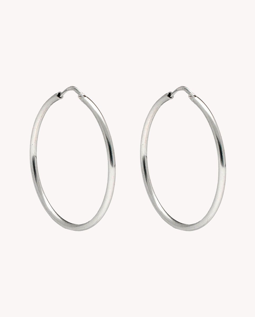 Pendientes de aro paula 50mm de plata de ley 925 bañada en rodio 05-3179