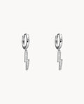 Pendientes de aro rayo centella de plata de ley 925 bañada en rodio.  42-3045